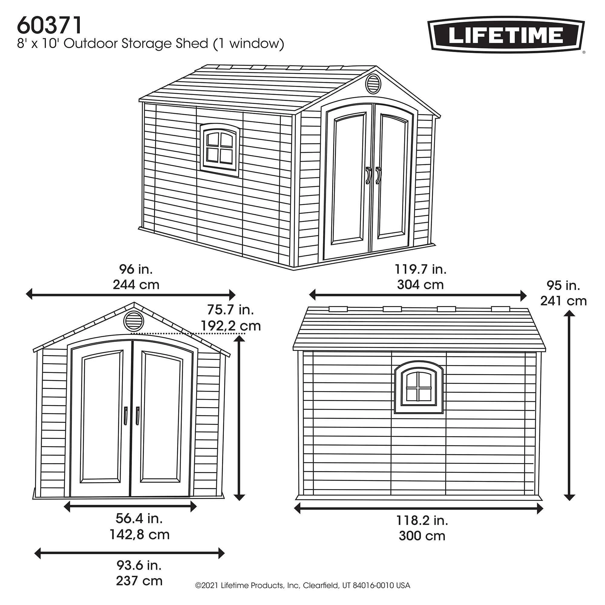 Lifetime 8 Ft. X 10 Ft. Outdoor Storage Shed - 60371