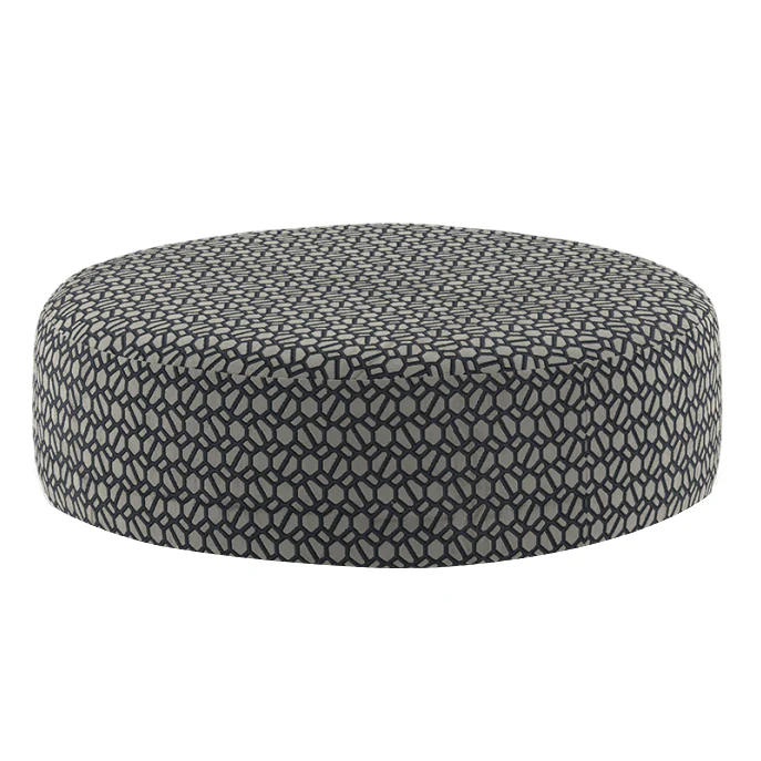 Denny Steel Fabric Large Round Accent Footstool