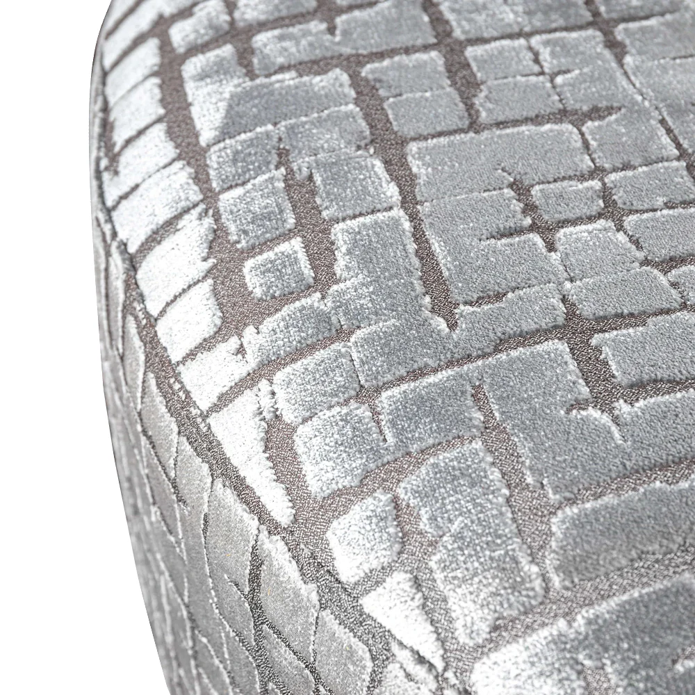 Penthouse Steel Fabric Large Round Accent Footstool