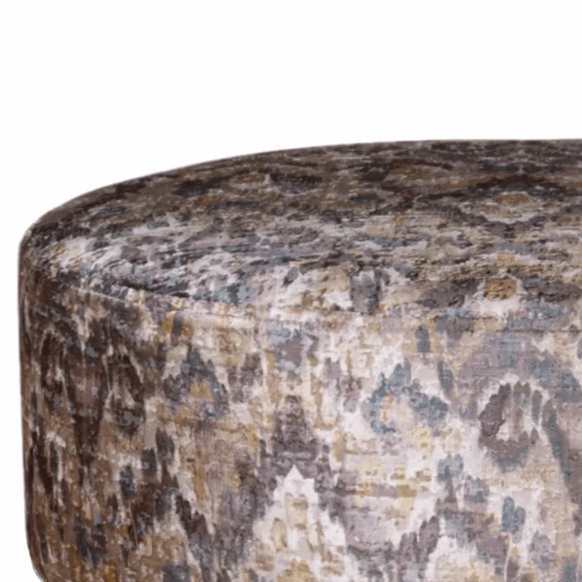 Angelo Gold Fabric Large Round Accent Footstool