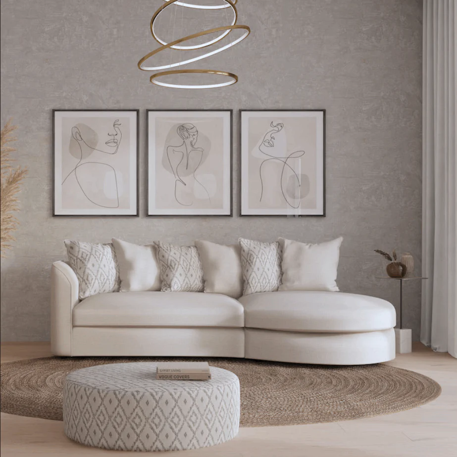 Jester Natural Fabric Round Accent Footstool