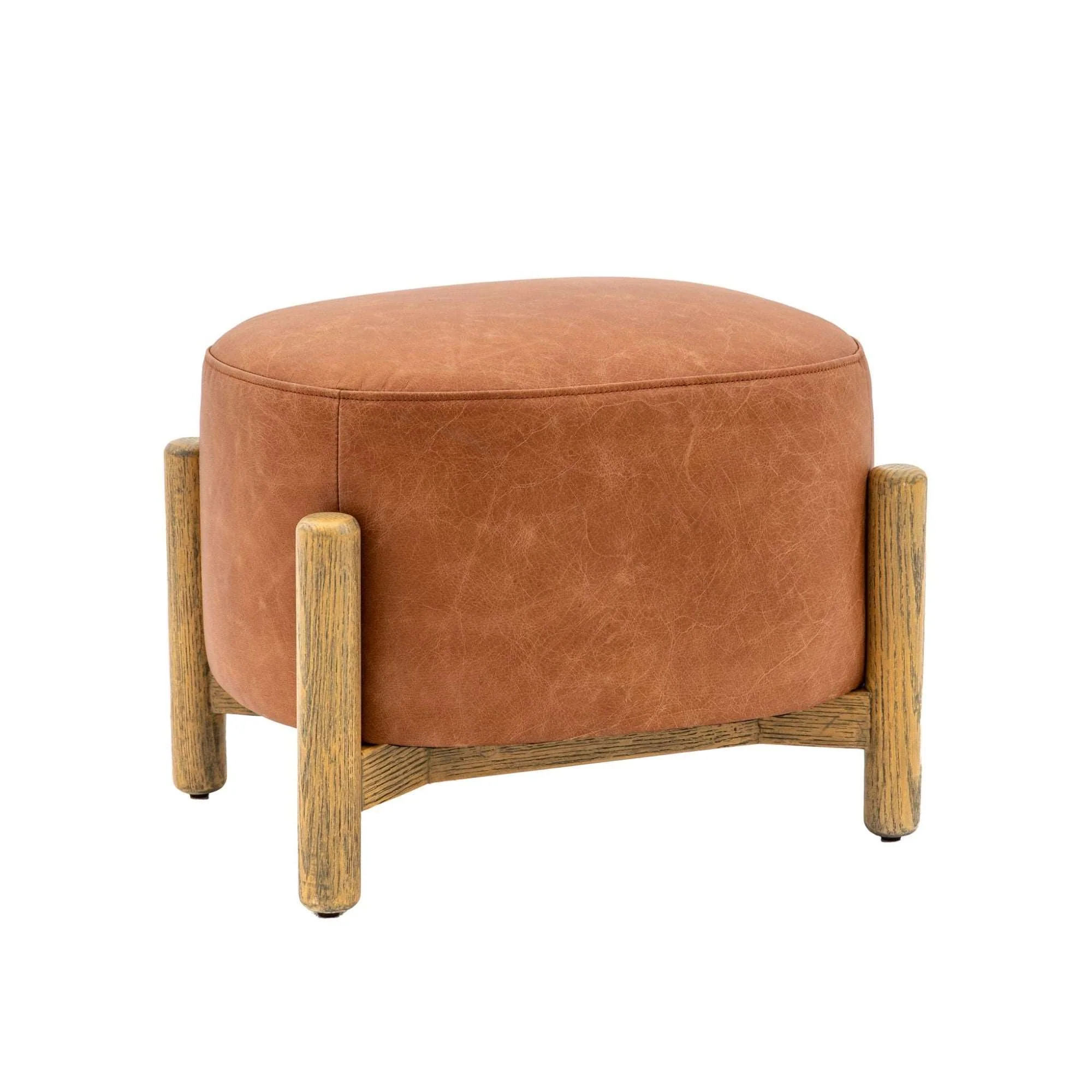 Talullah Vintage Leather Footstool On Legs