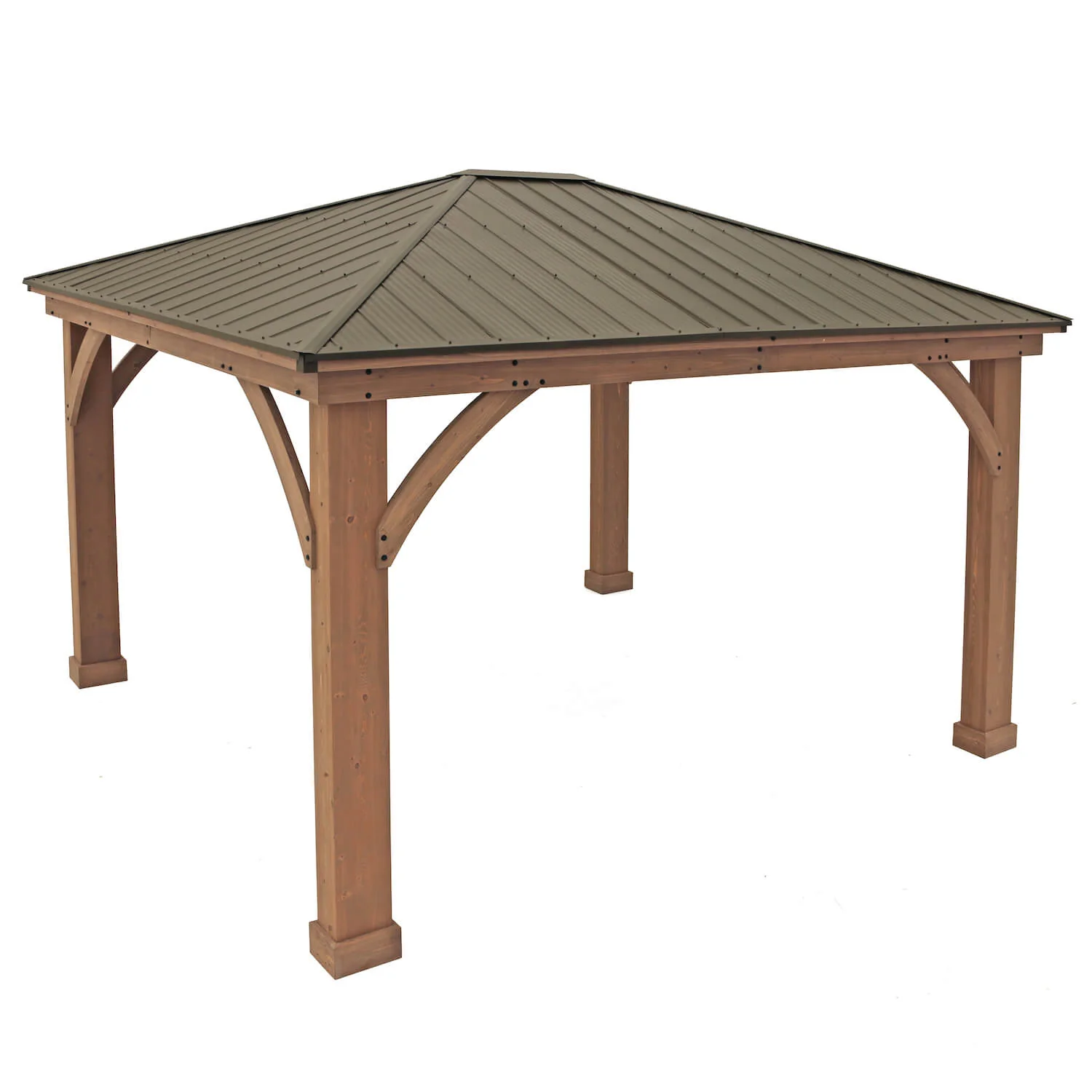 12 x 14 Wood Gazebo with Aluminum Roof (Assembly Included)