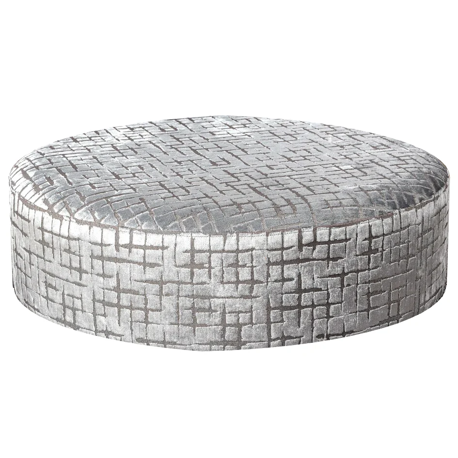 Penthouse Steel Fabric Large Round Accent Footstool