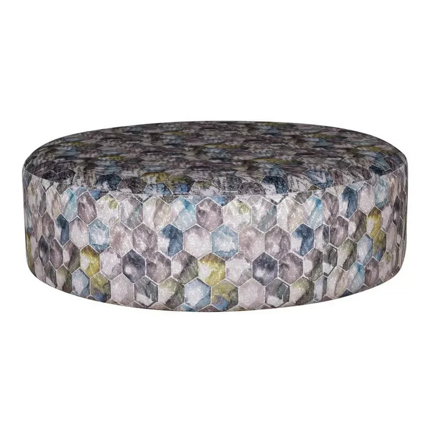 Beehive Pastel Fabric Large Round Accent Footstool
