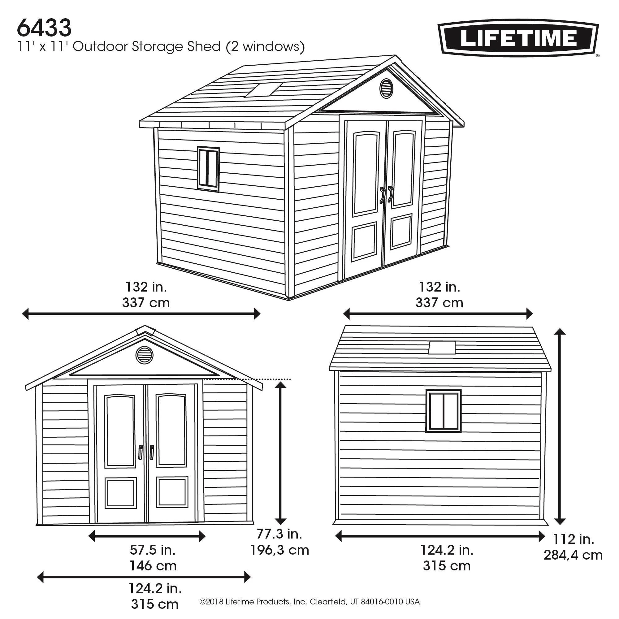 Lifetime 11 Ft. X 11 Ft. Outdoor Storage Shed - 6433