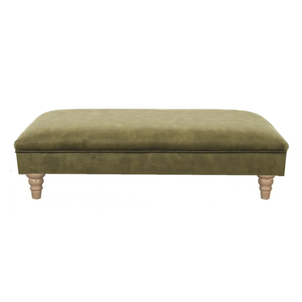 Beatrix Fabric Footstool - Choice Of Castor or Turned Feet