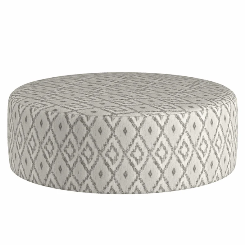 Jester Natural Fabric Round Accent Footstool