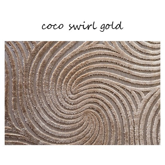 Coco Swirl Gold Fabric Large Round Accent Footstool