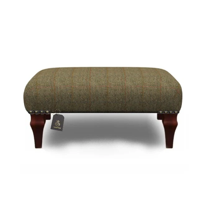 Harris Tweed Small Banquet Footstool - Choice Of Tweed & Legs