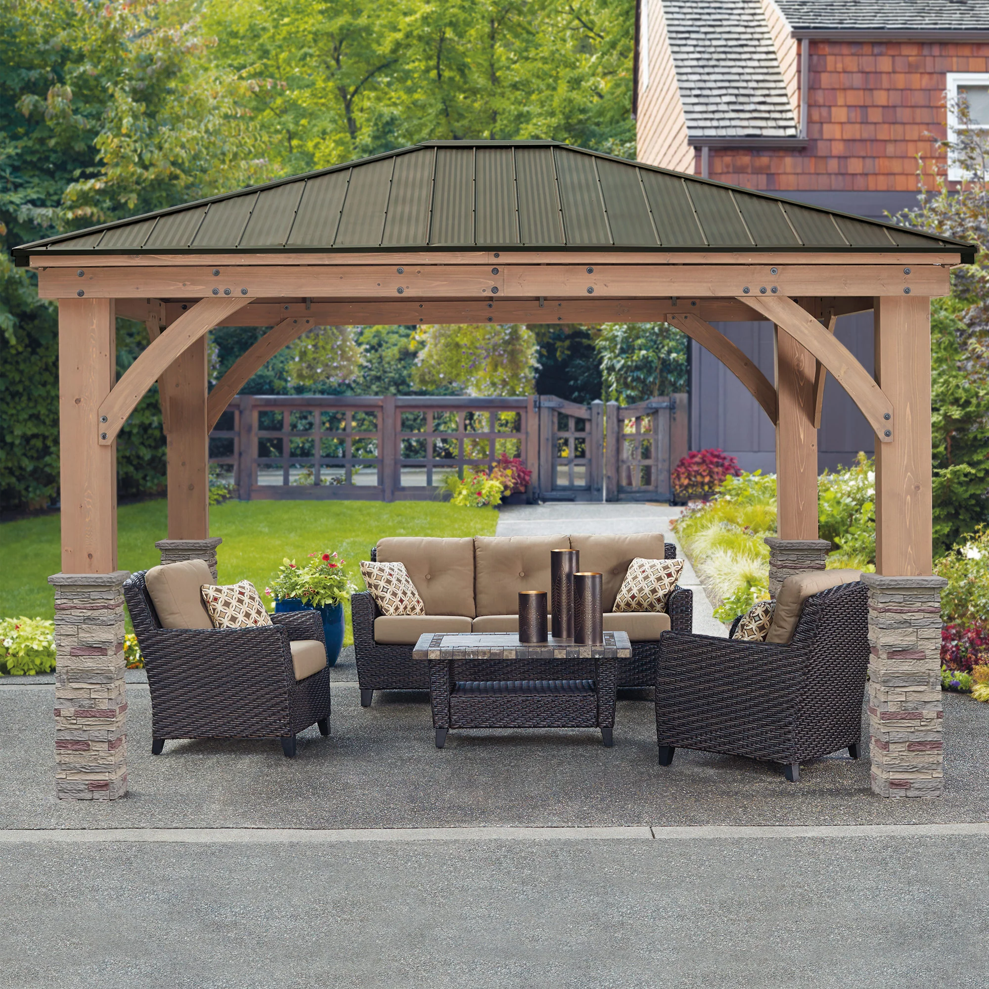 12 x 14 Gazebo with Faux Stone (Assembly Included)
