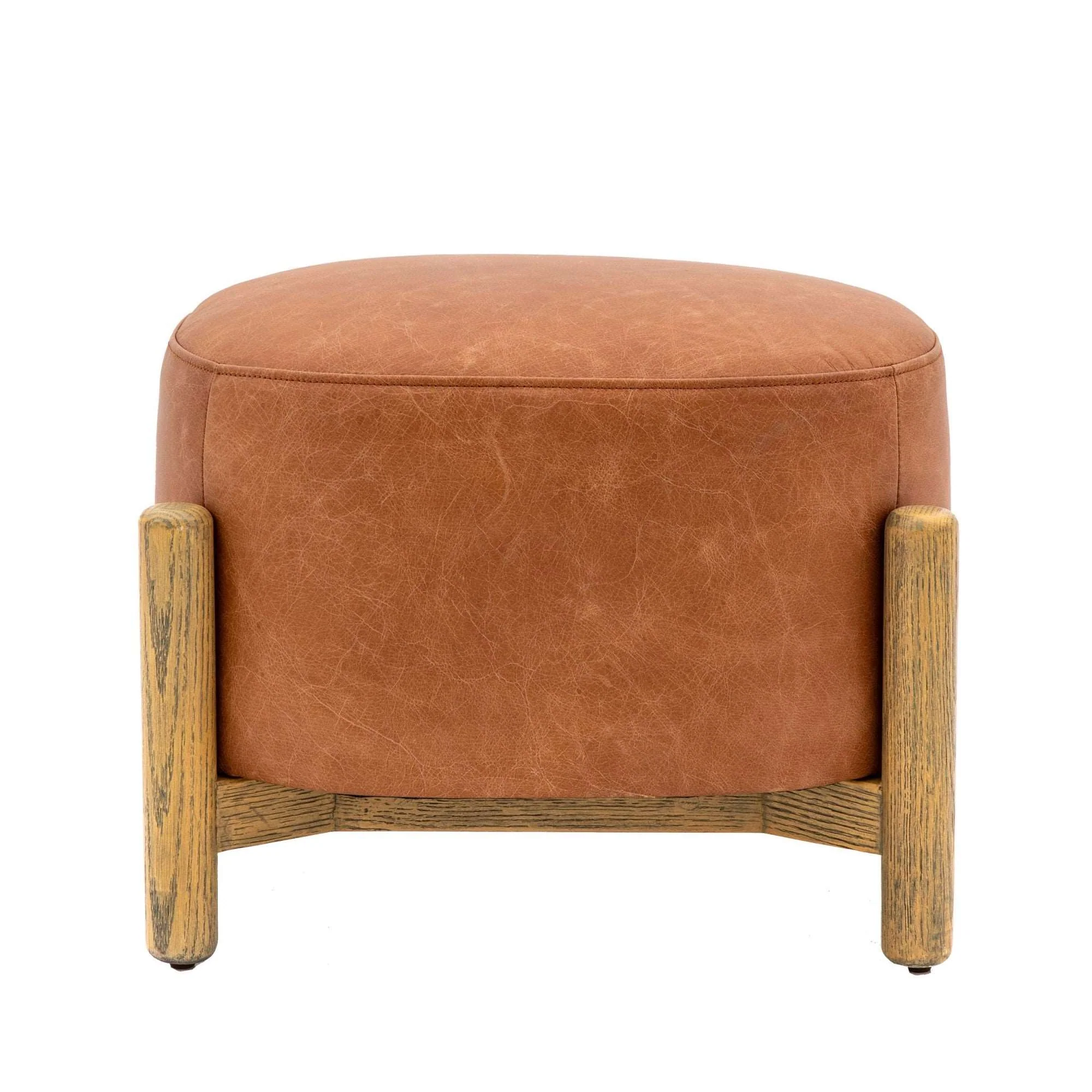 Talullah Vintage Leather Footstool On Legs