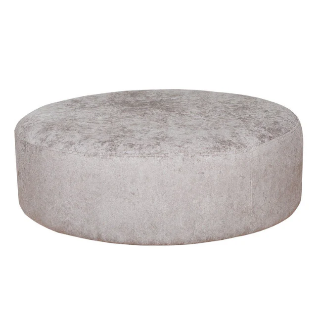 Coco Truffle Fabric Round Accent Footstool
