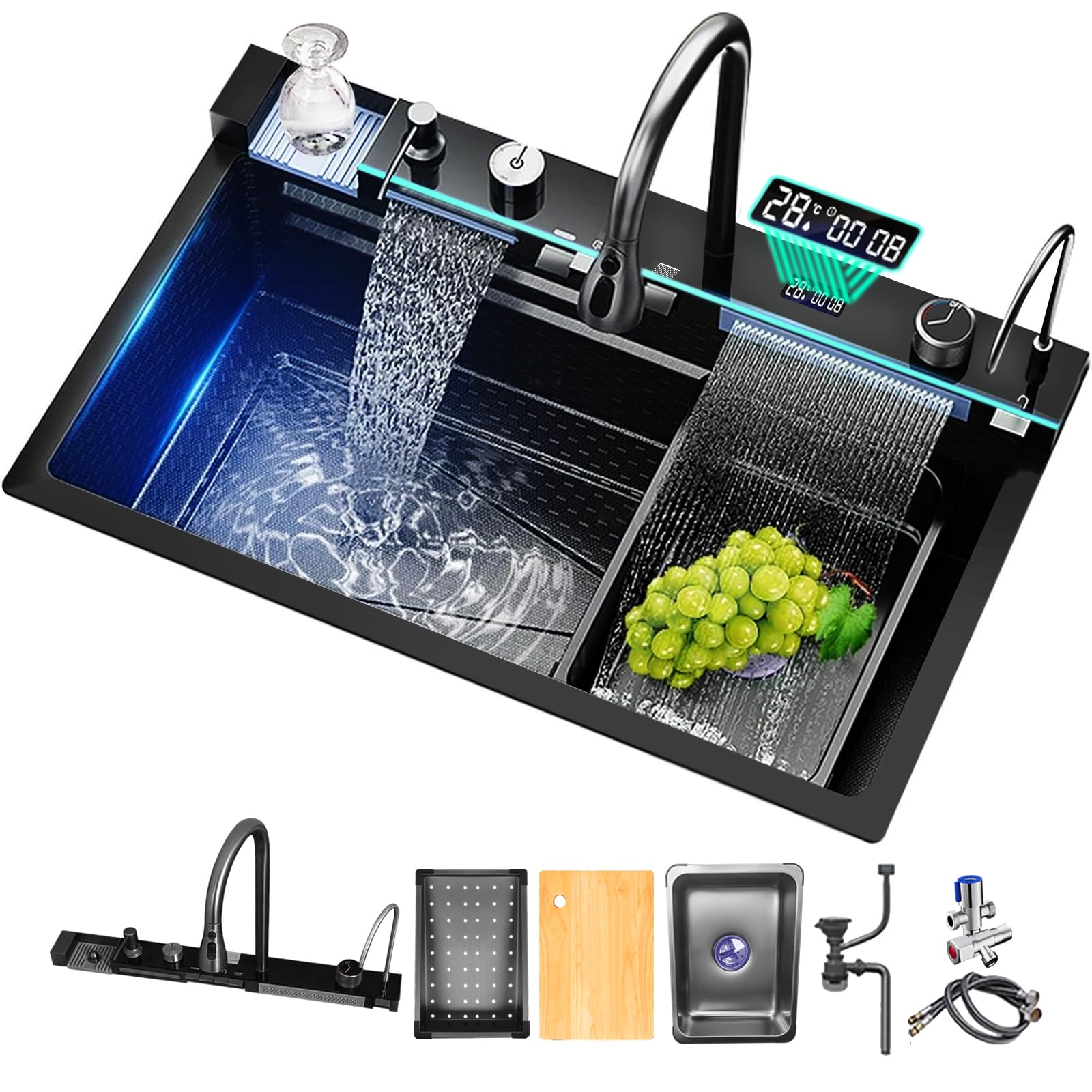 Black Undermount Stainless Steel Kitchen Sink – 31.5