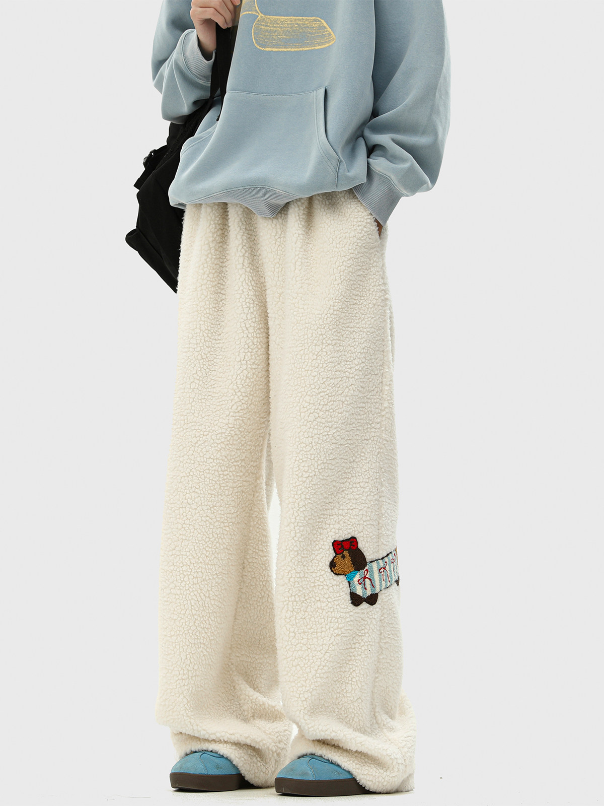 Heavyweight Sherpa-Lined Dachshund Print Winter Pants – Unisex Insulated Warm Snow Trousers