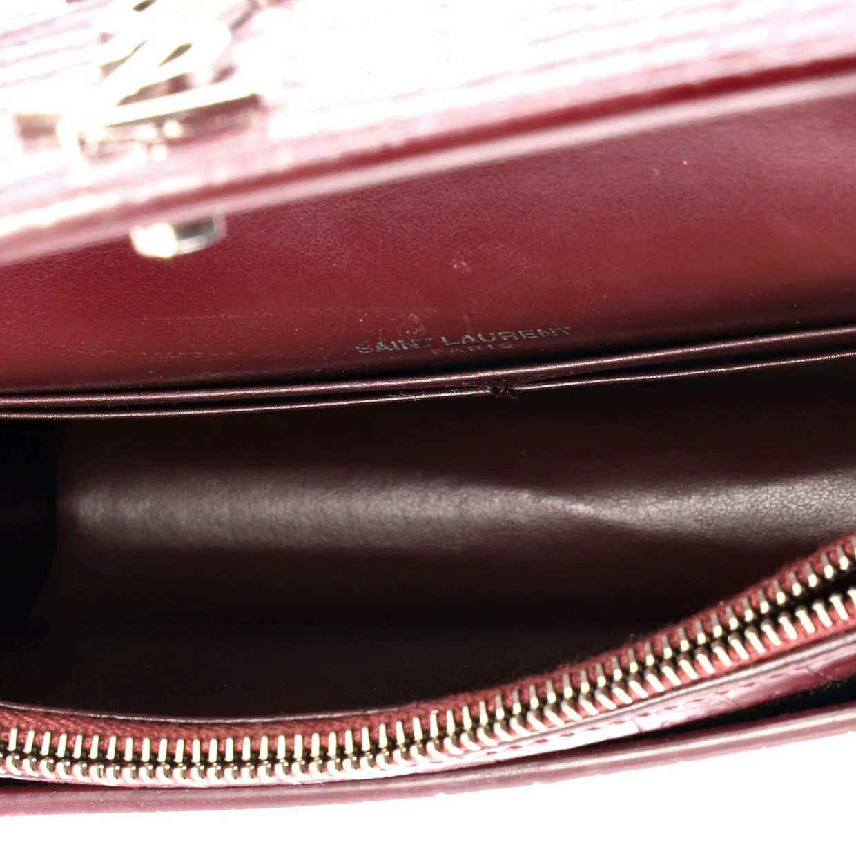 Sunset Top Handle Chain Wallet Crocodile Embossed Leather - Deep Luxury