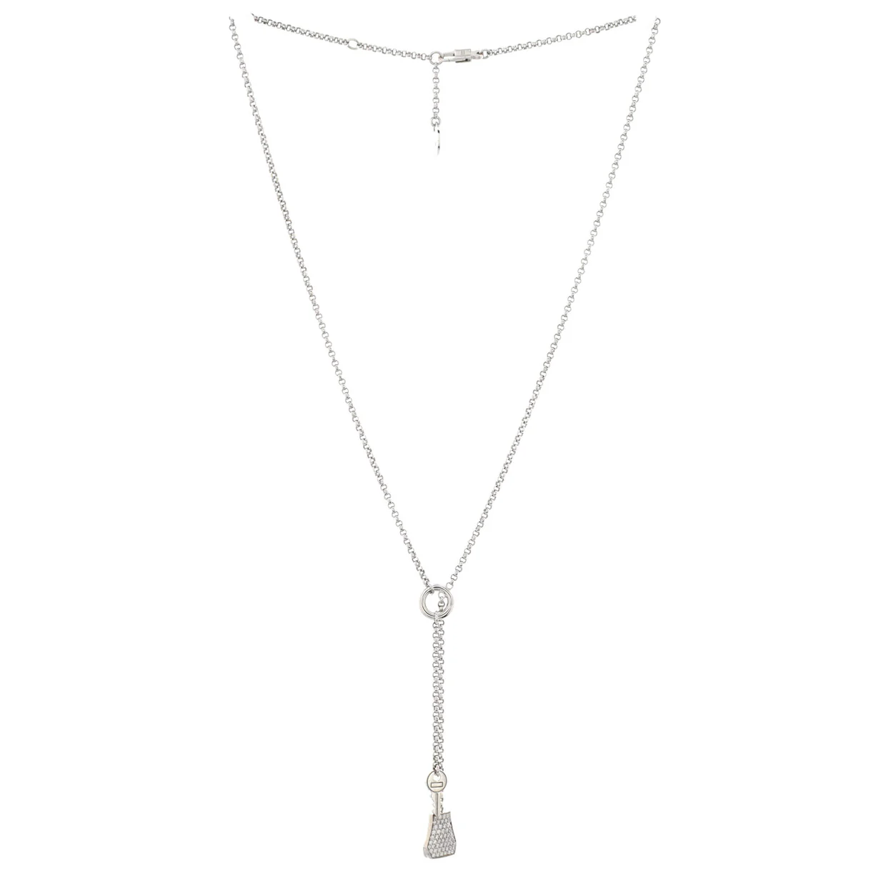 Kelly Clochette Pendant Necklace 18K White Gold with Diamonds Small - Deep Luxury