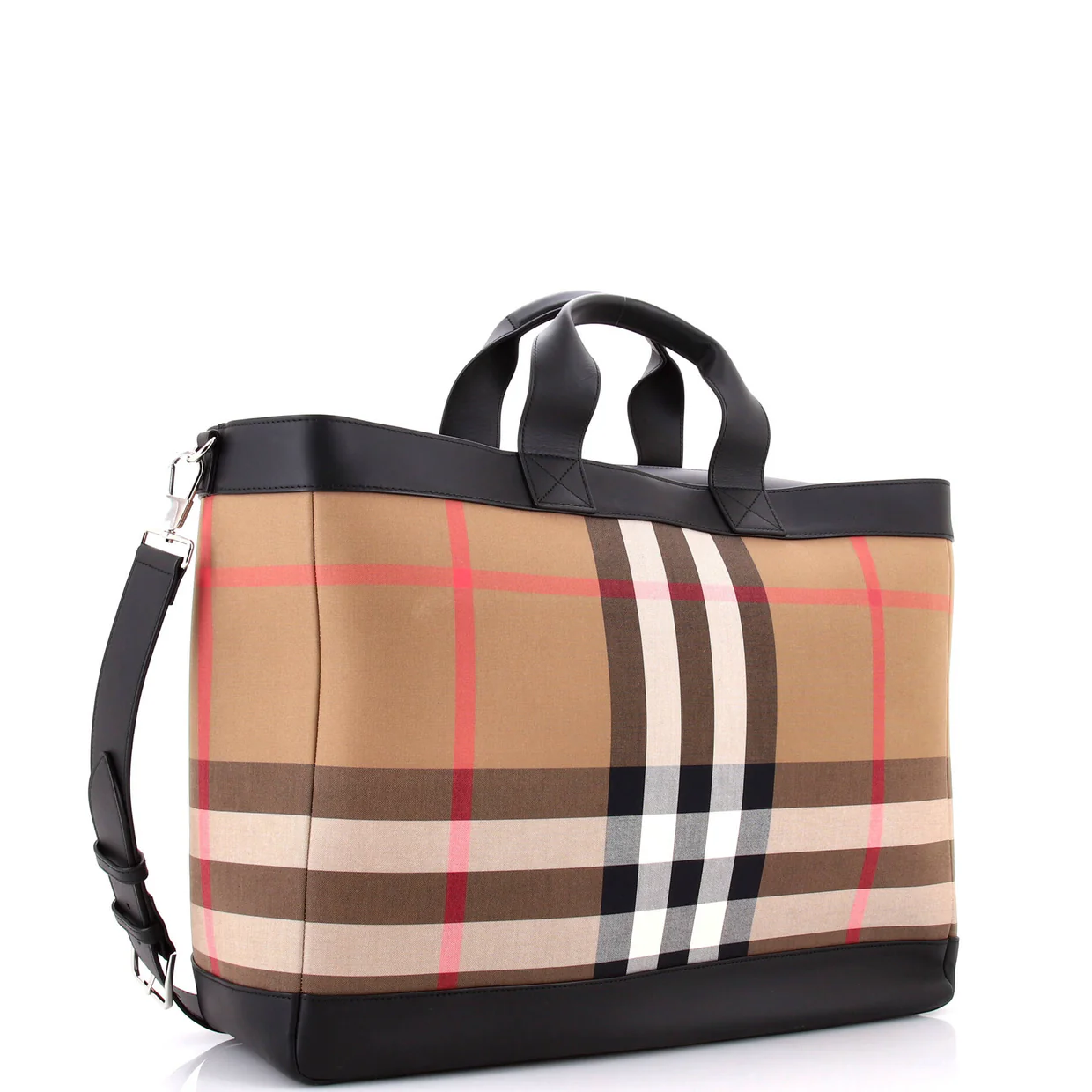 Ormond Tote House Check Canvas with Leather Large - Deep Luxury