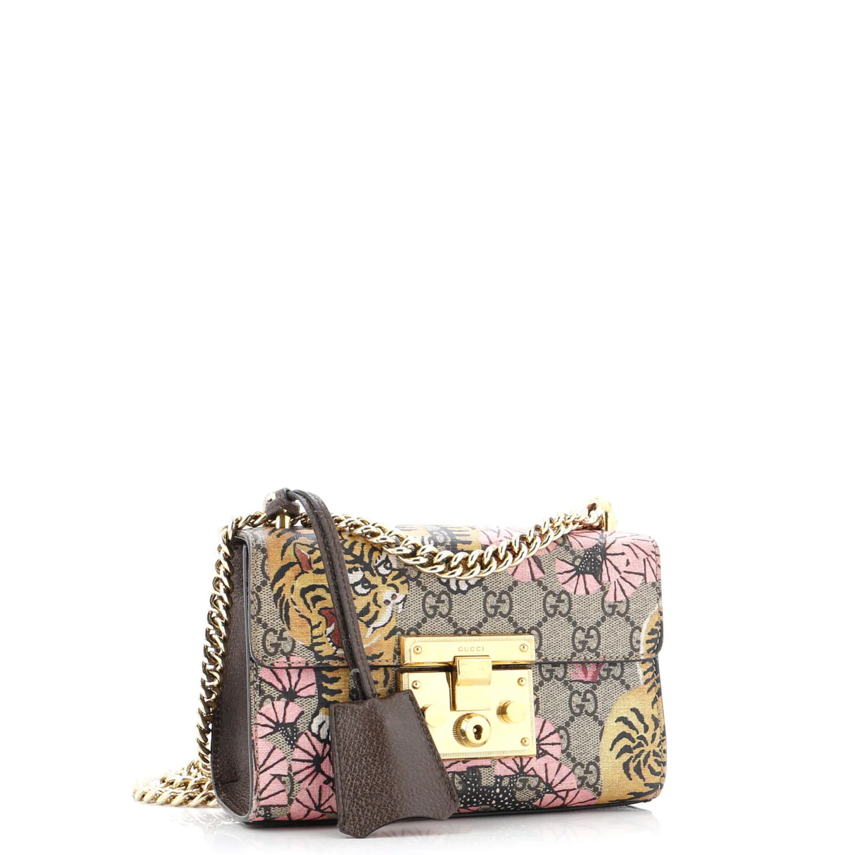 Padlock Shoulder Bag Bengal Print GG Coated Canvas Small - Deep Luxury