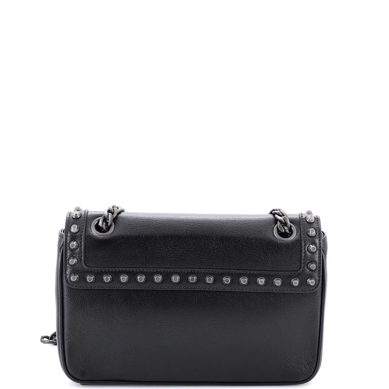 Chain Flap Bag Studded Glazed Calfskin Medium - Deep Luxury