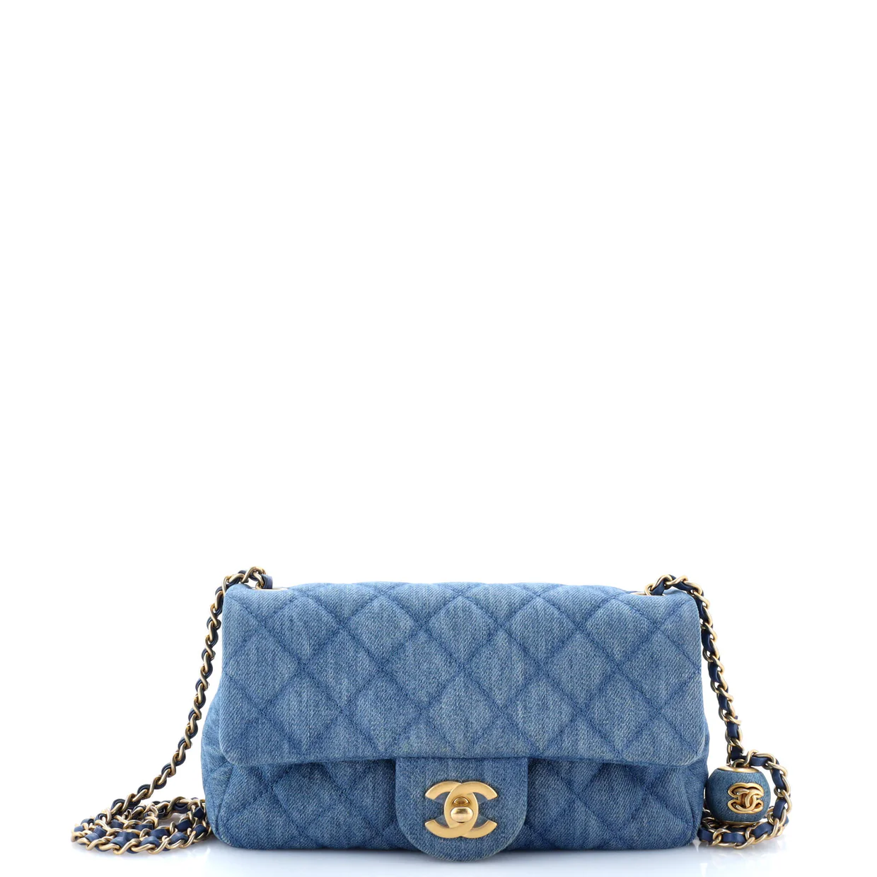 Pearl Crush Flap Bag Quilted Denim Mini - Deep Luxury