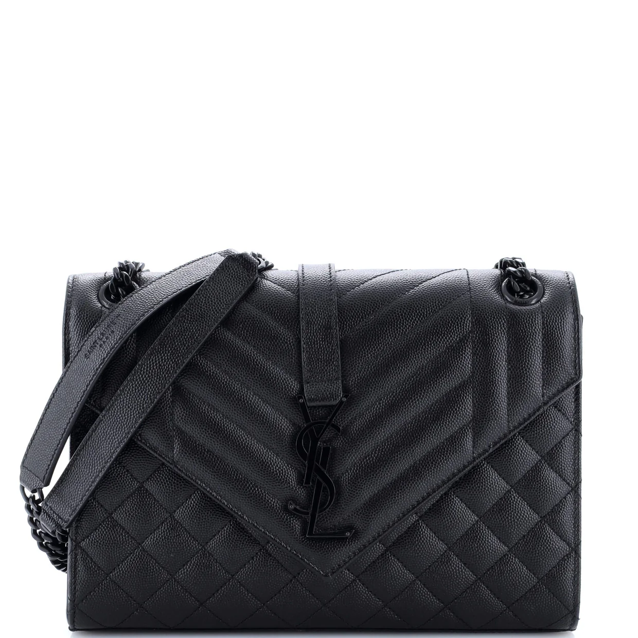 Classic Monogram Envelope Satchel Mixed Matelasse Leather Medium - Deep Luxury