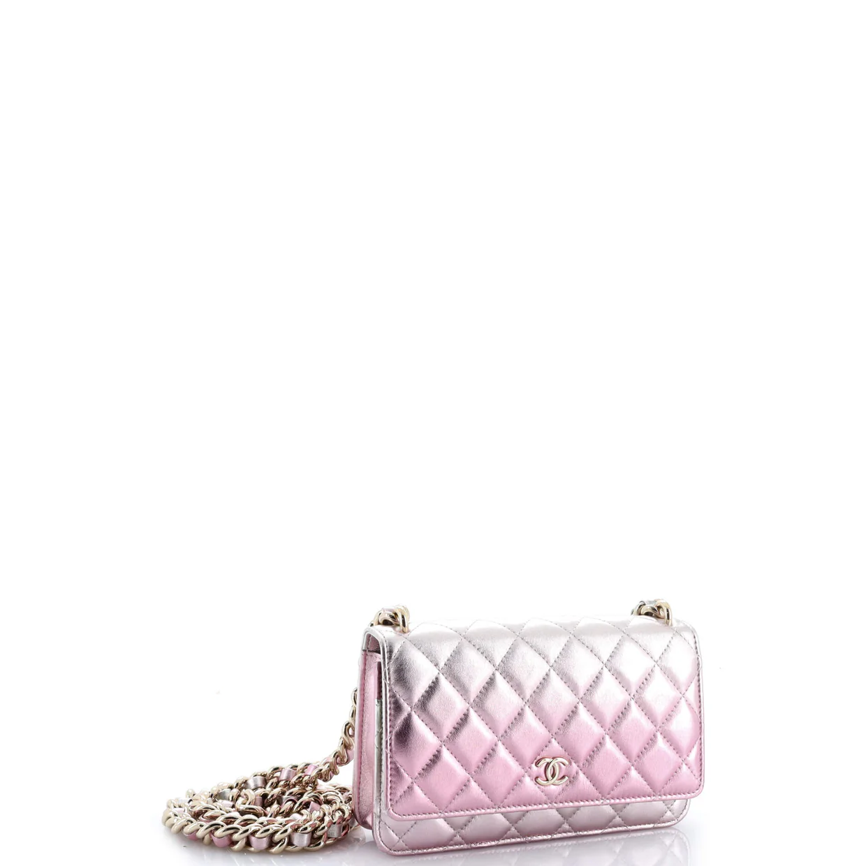 Like a Wallet Wallet on Chain Quilted Gradient Metallic Lambskin - Deep Luxury