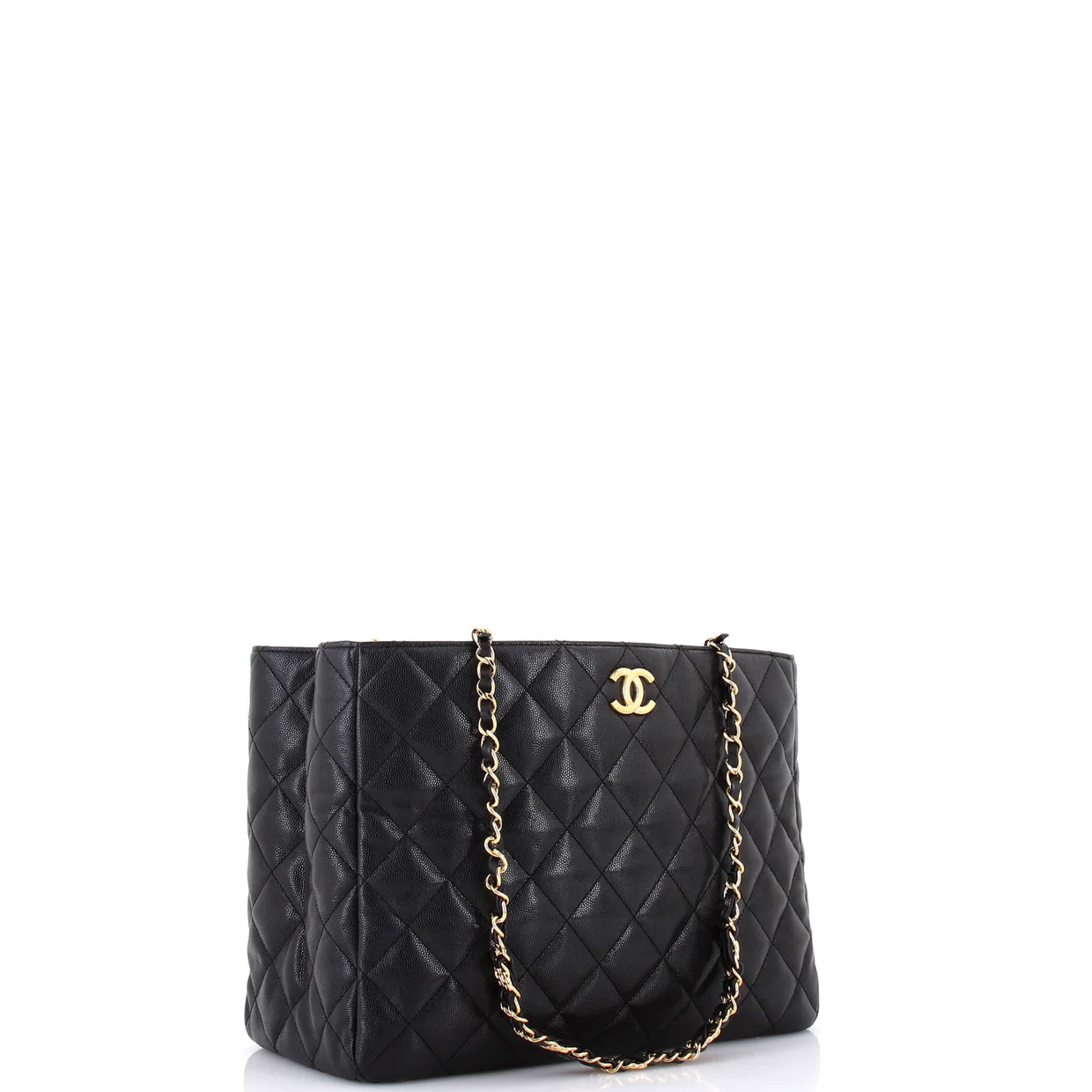 Coco First Shopping Tote Quilted Caviar Small - Deep Luxury