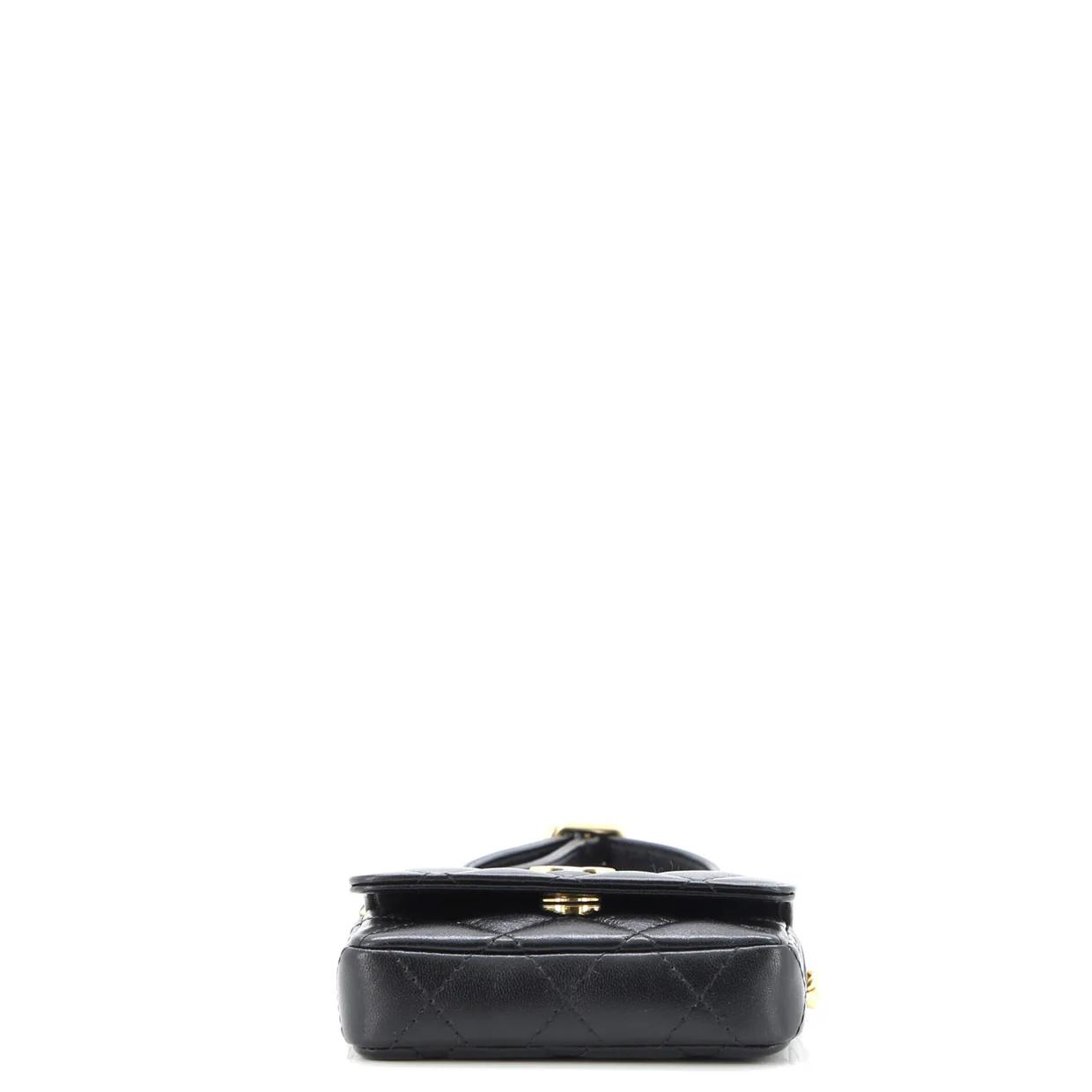 CC Flap Resin Pearl Chain Belt Bag Quilted Lambskin Mini - Deep Luxury