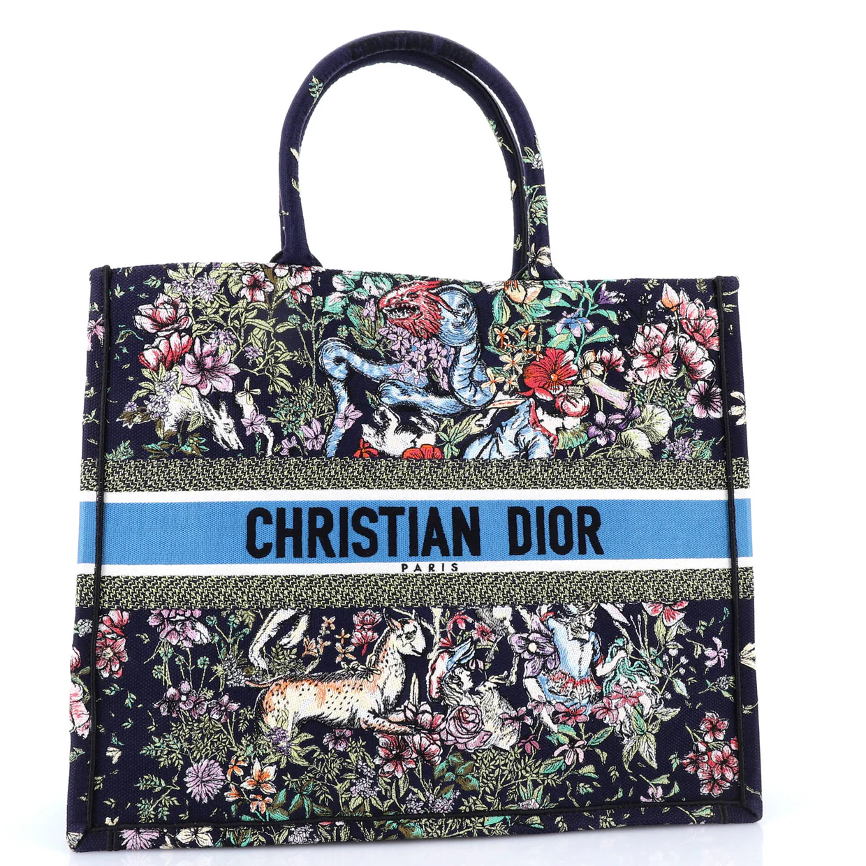 Book Tote Embroidered Canvas Large - Deep Luxury