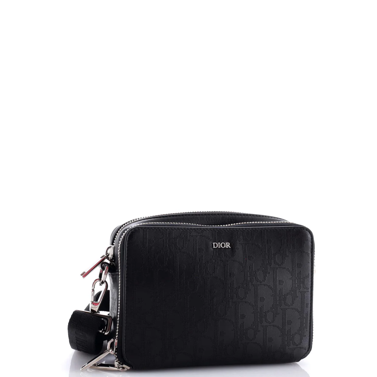 Double Zip Crossbody Pouch Oblique Galaxy Leather - Deep Luxury