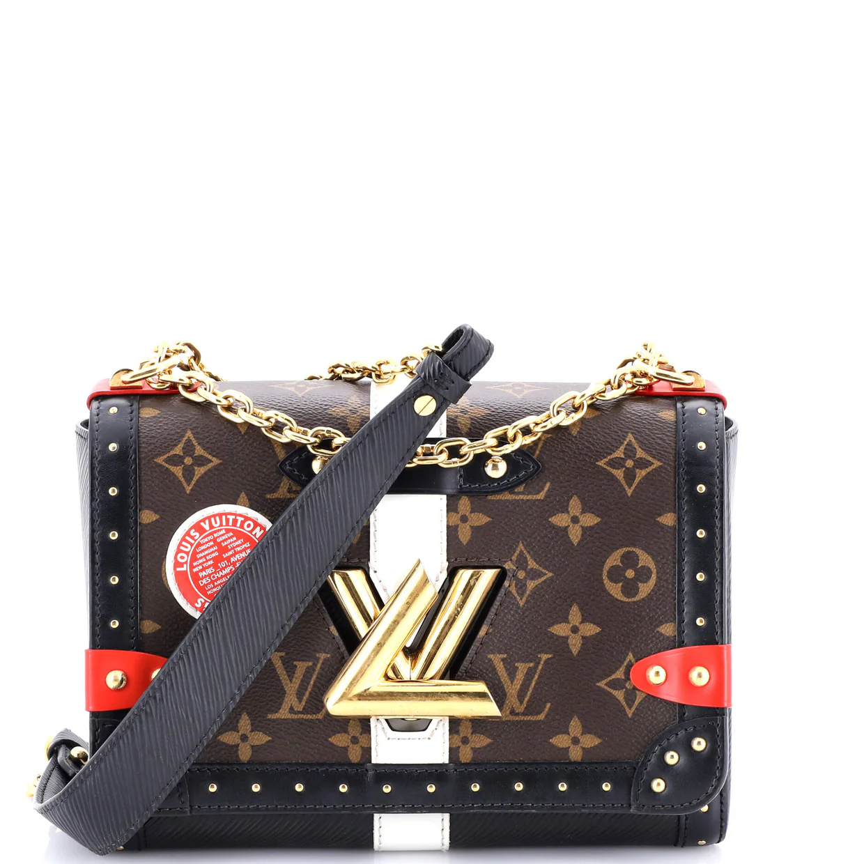 Twist Handbag Studded Epi Leather and Monogram Canvas MM - Deep Luxury