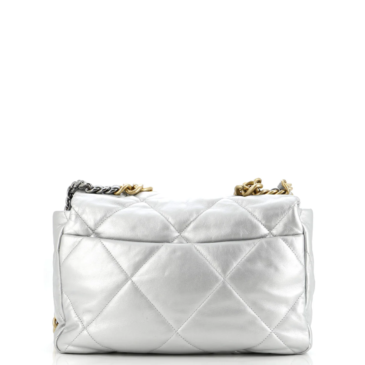 19 Flap Bag Stitched Metallic Goatskin Medium - Deep Luxury