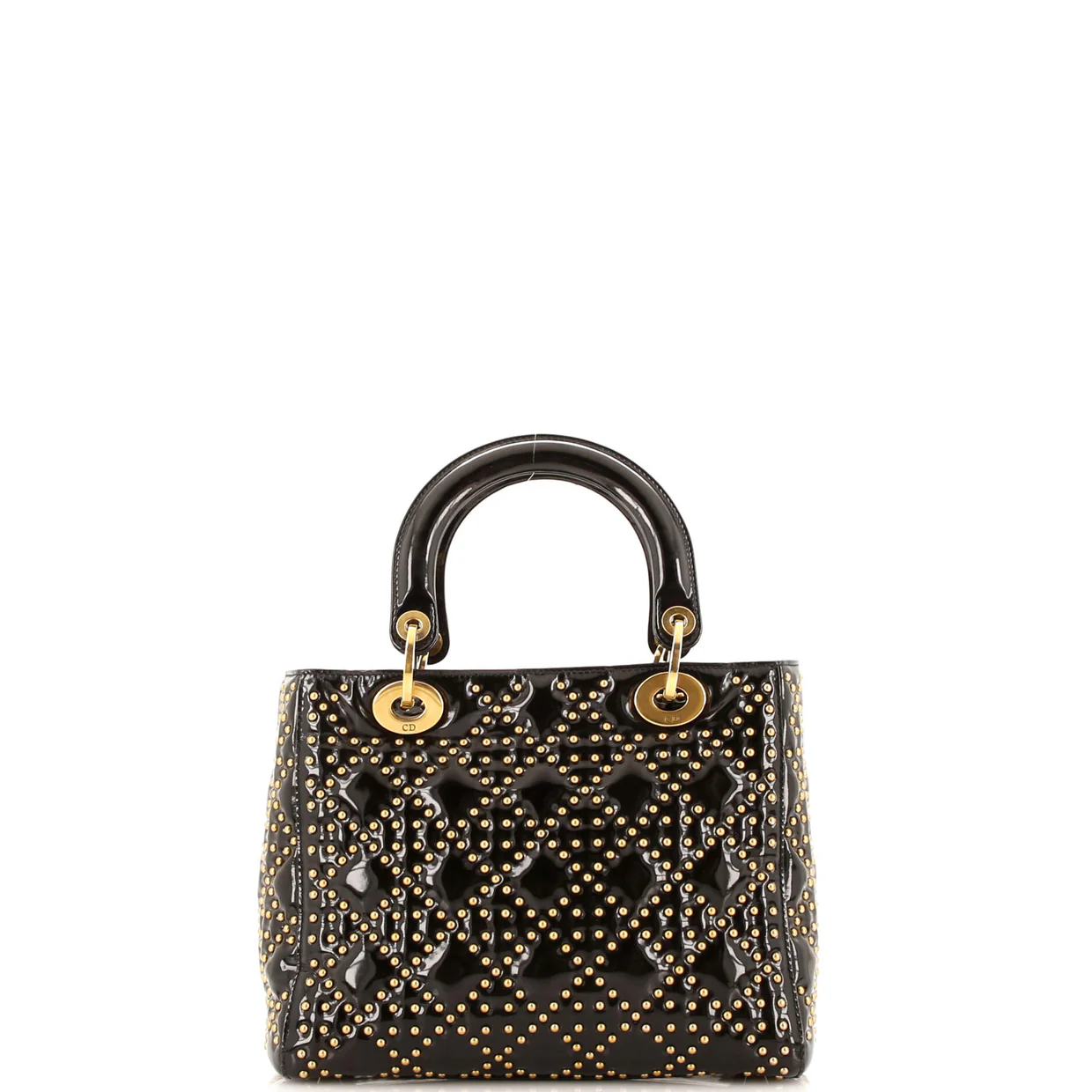 Supple Lady Dior Bag Cannage Studded Patent Medium - Deep Luxury
