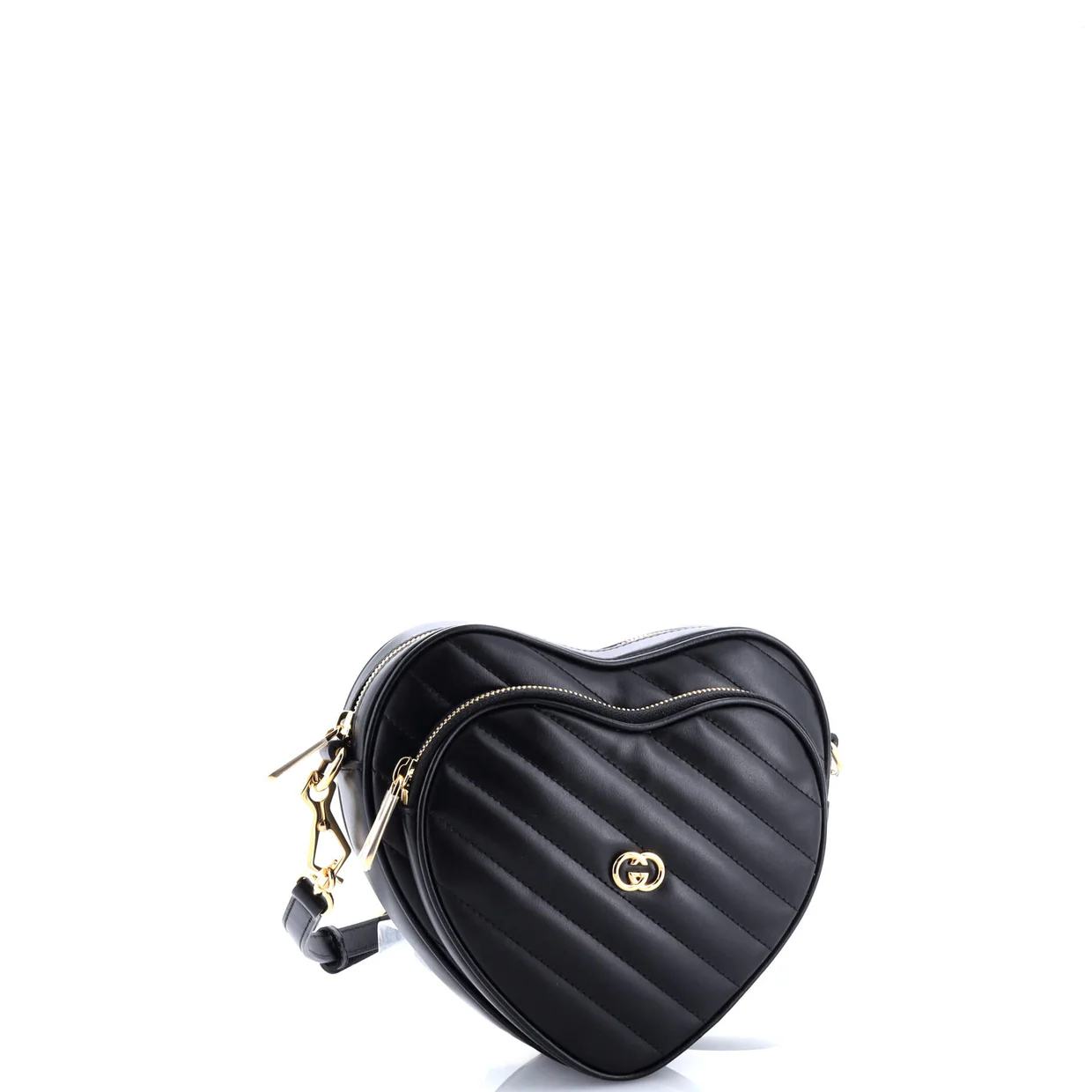 Interlocking G Heart Shoulder Bag Diagonal Quilted Leather Mini - Deep Luxury