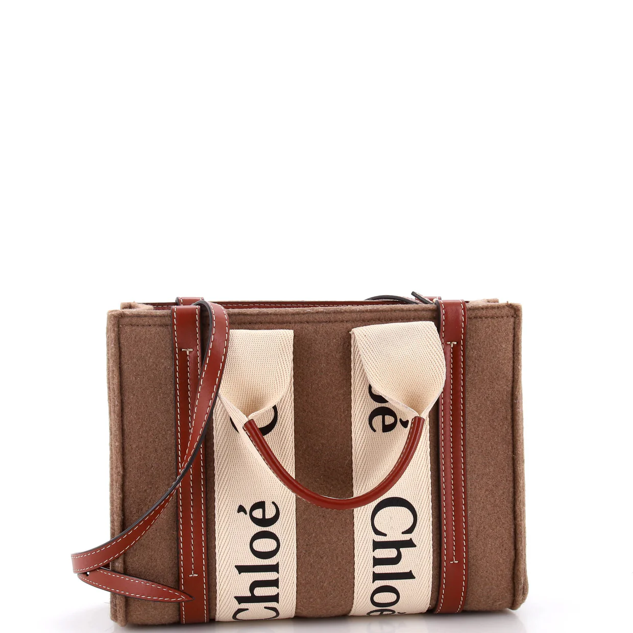 Woody Tote Recycled Felt with Leather and Canvas Small - Deep Luxury
