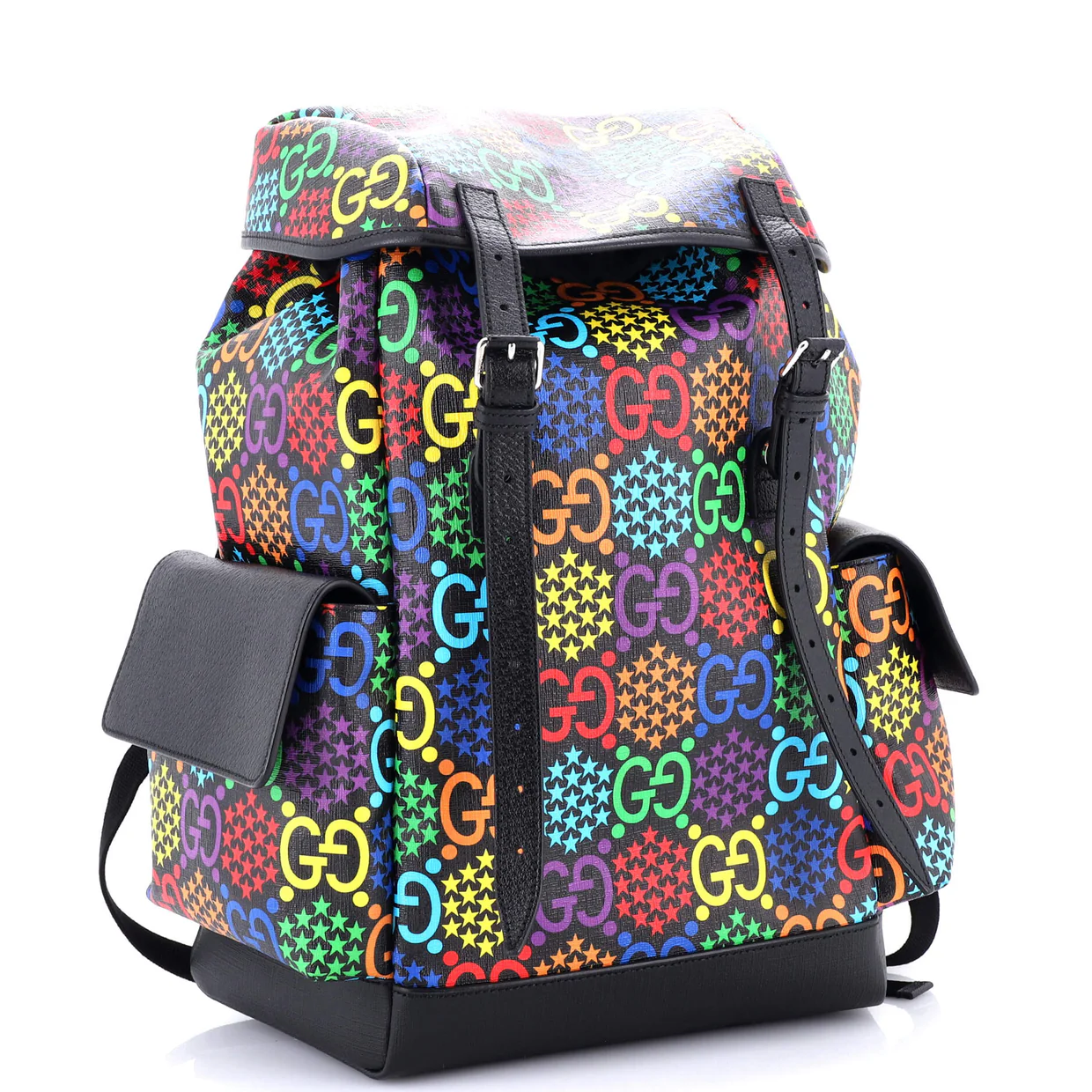 Double Pocket Belt Backpack Psychedelic Print GG Coated Canvas Medium - Deep Luxury