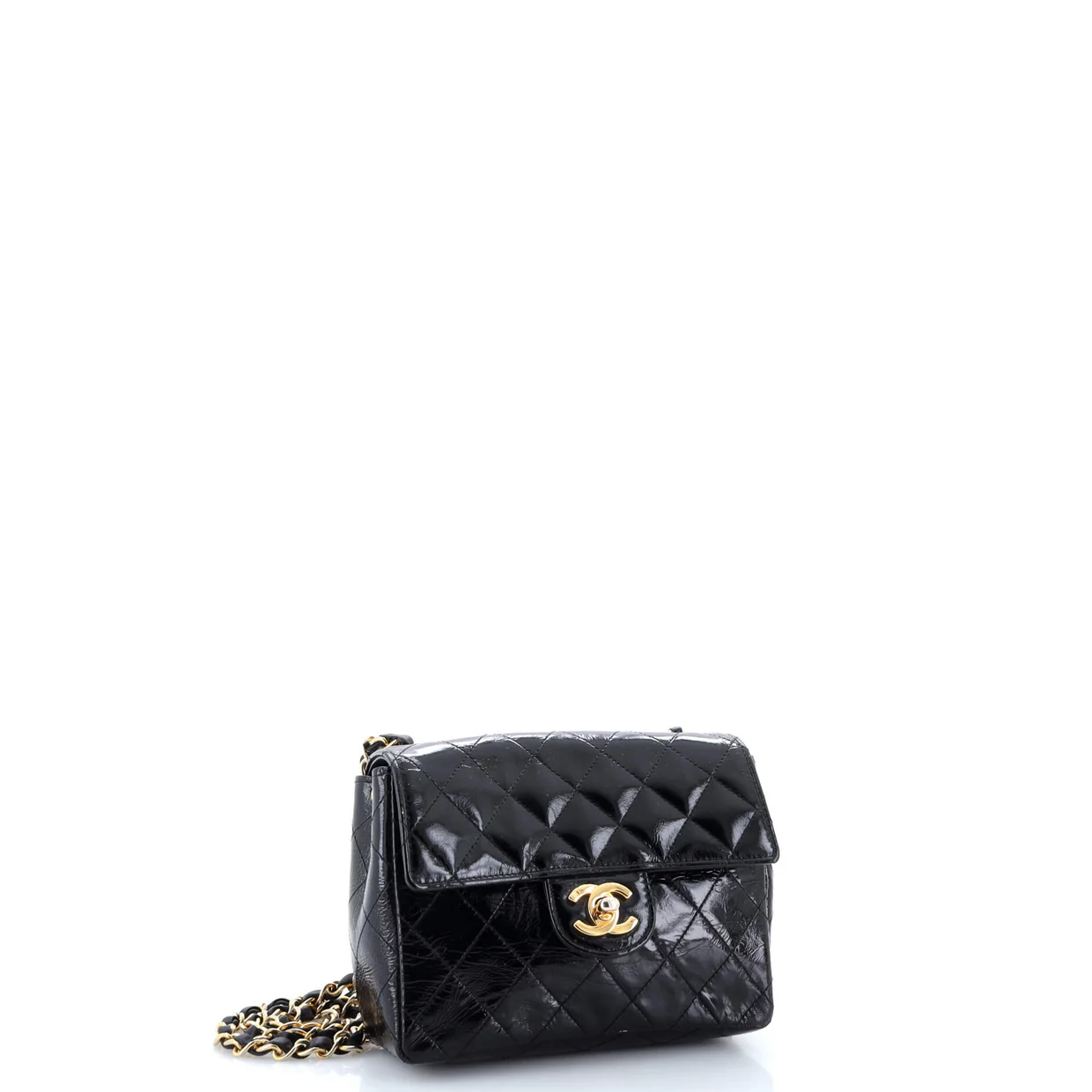 Vintage Square Classic Single Flap Bag Quilted Patent Mini - Deep Luxury