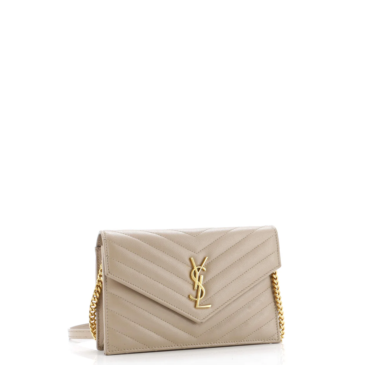 Classic Monogram Wallet on Chain Matelasse Chevron Leather Small - Deep Luxury