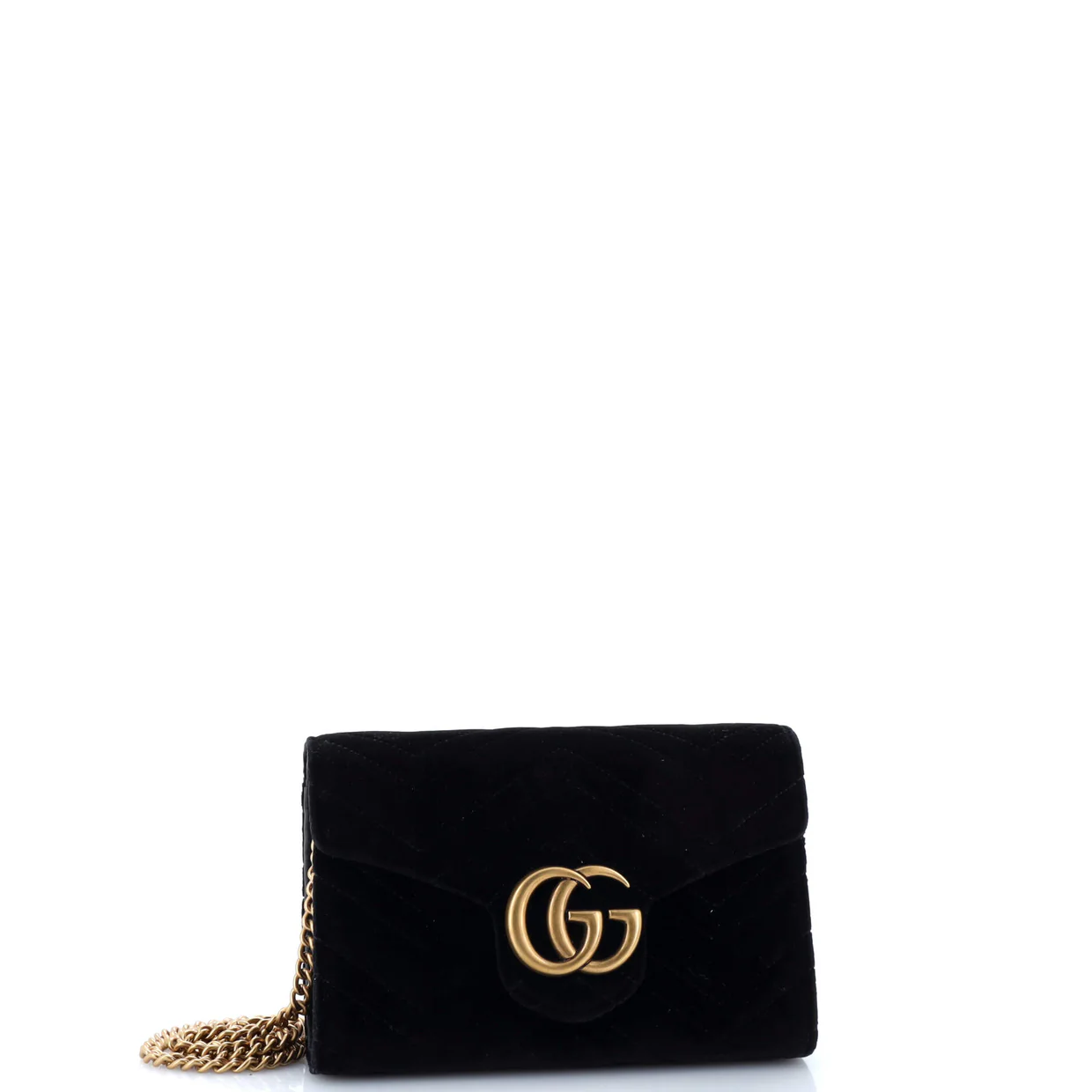 GG Marmont Chain Wallet Matelasse Velvet Mini - Deep Luxury