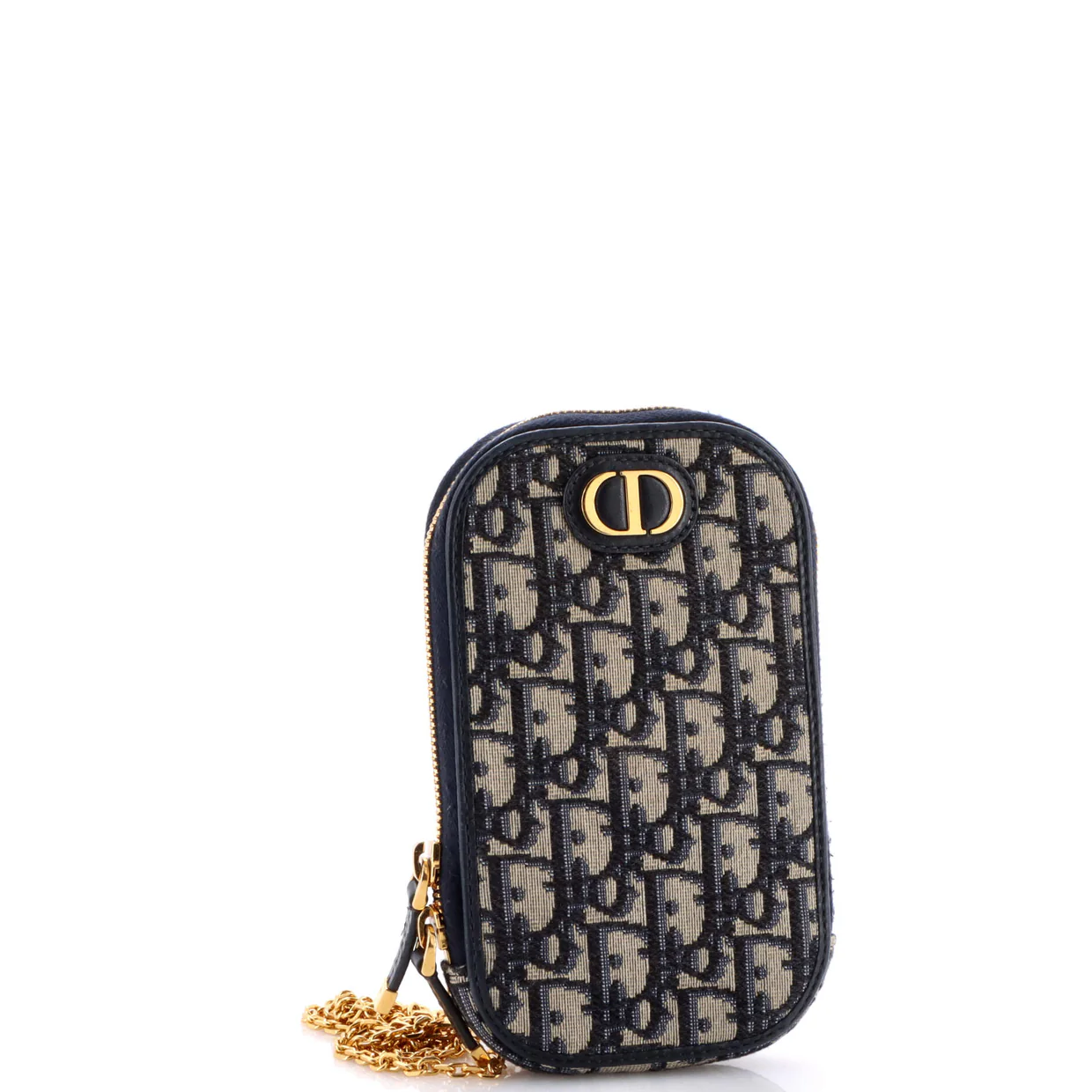 30 Montaigne Phone Holder on Chain Oblique Canvas - Deep Luxury