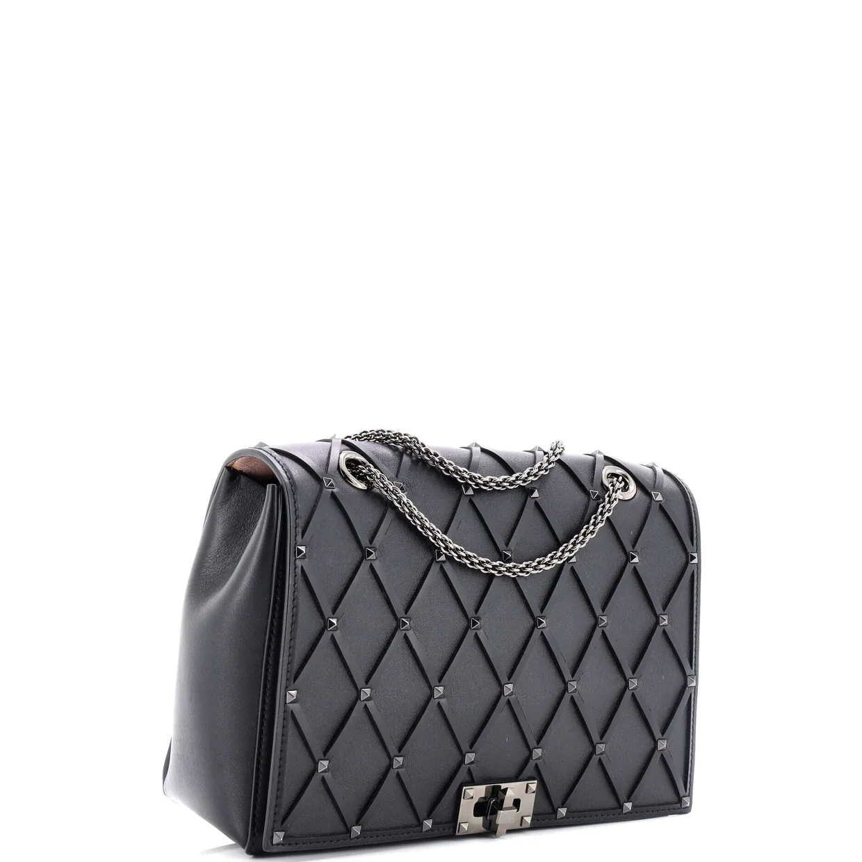 Rockstud Beehive Chain Flap Bag Quilted Leather Medium - Deep Luxury