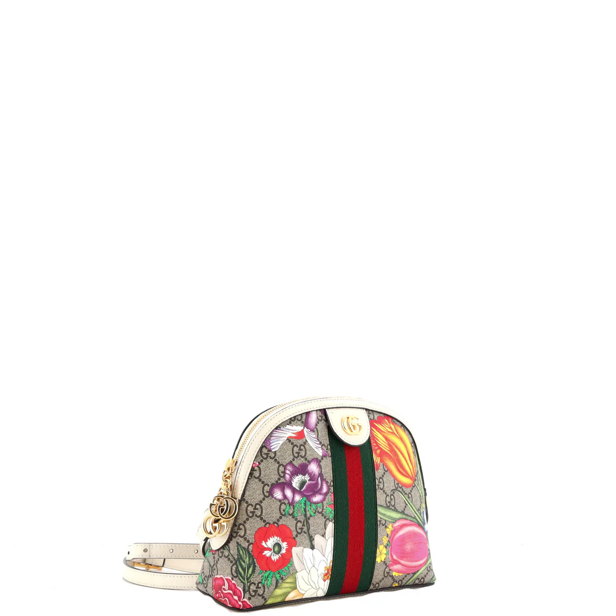 Ophidia Dome Shoulder Bag Flora GG Coated Canvas Small - Deep Luxury