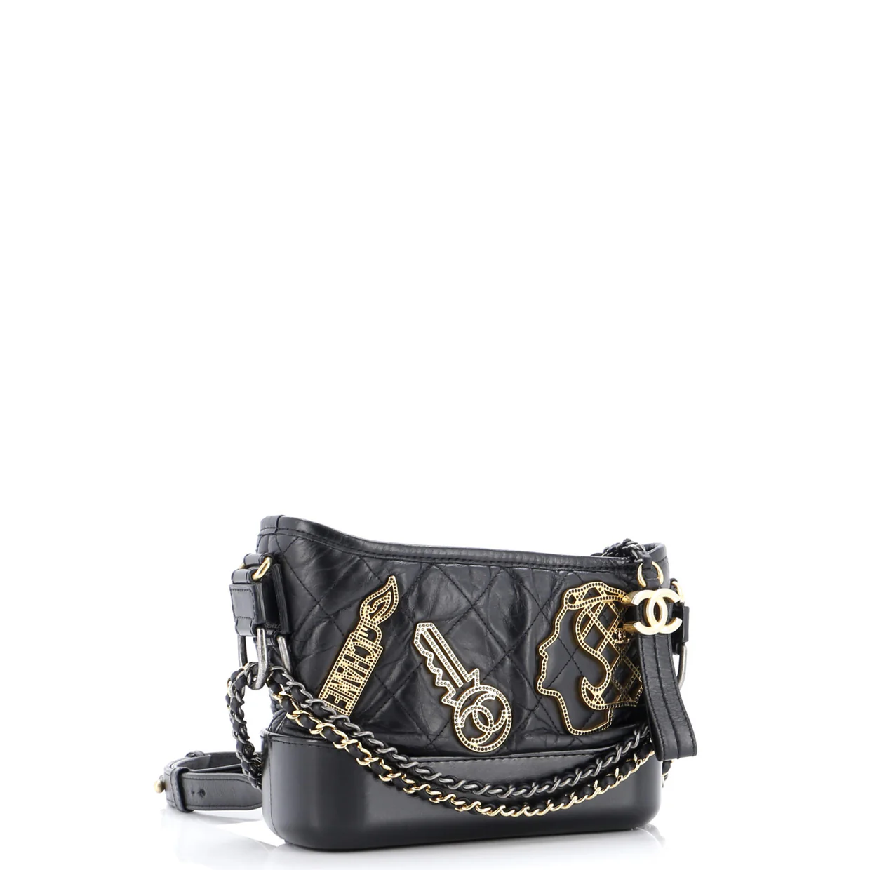 Gabrielle Hobo Embellished Quilted Aged Calfskin Small - Deep Luxury