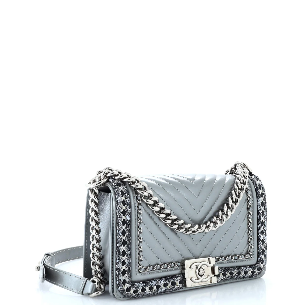 Jacket Boy Flap Bag Quilted Lambskin with Tweed Old Medium - Deep Luxury