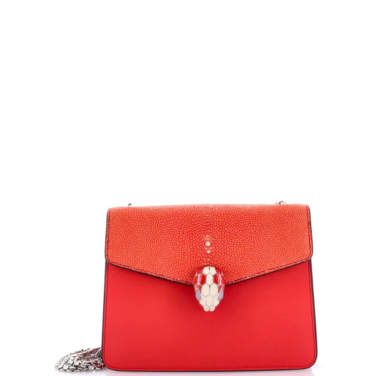 Serpenti Forever Square Shoulder Bag Leather and Stingray Small - Deep Luxury