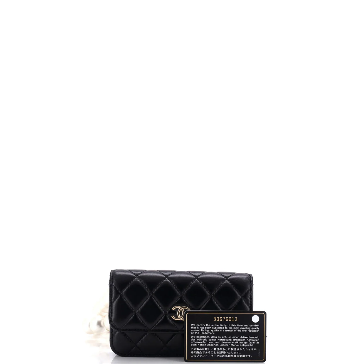 Pearl Strap Clutch with Chain Quilted Calfskin - Deep Luxury