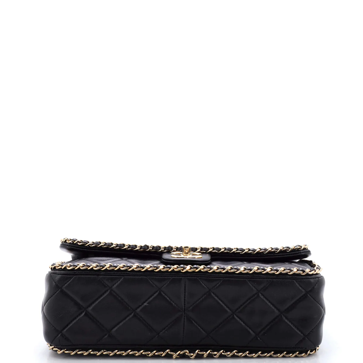 Running Chain Around Flap Bag Quilted Crumpled Calfskin Large - Deep Luxury