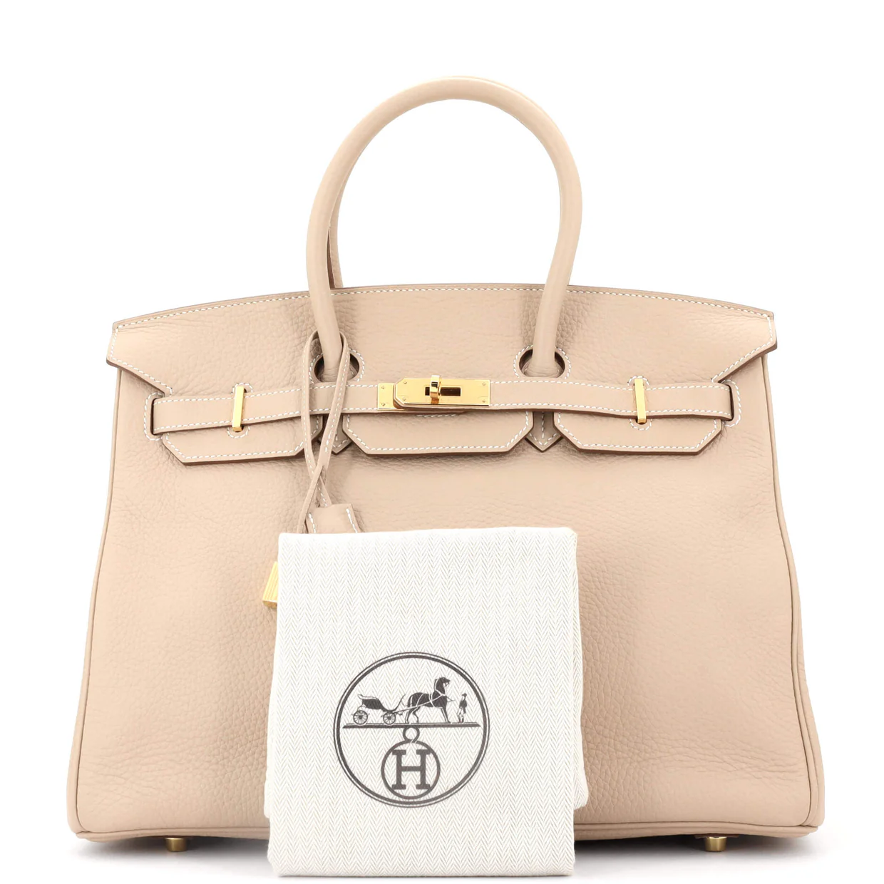 Birkin Handbag Light Clemence with Gold Hardware 35 - Deep Luxury