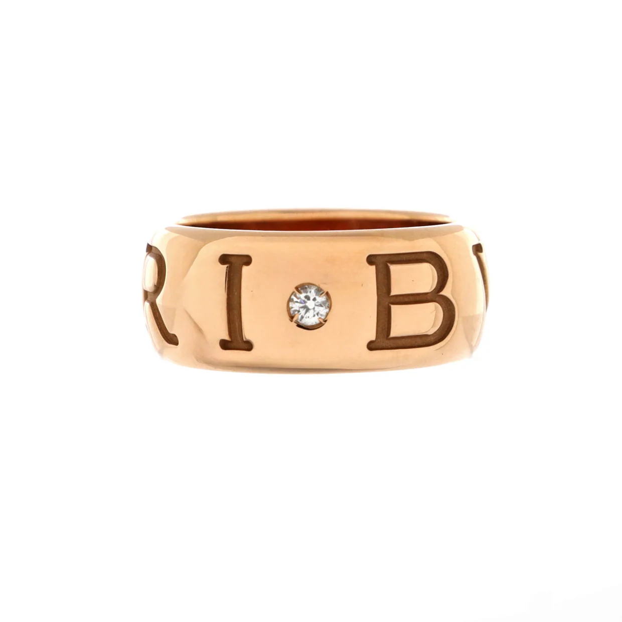 Monologo Ring 18K Rose Gold with Diamond - Deep Luxury